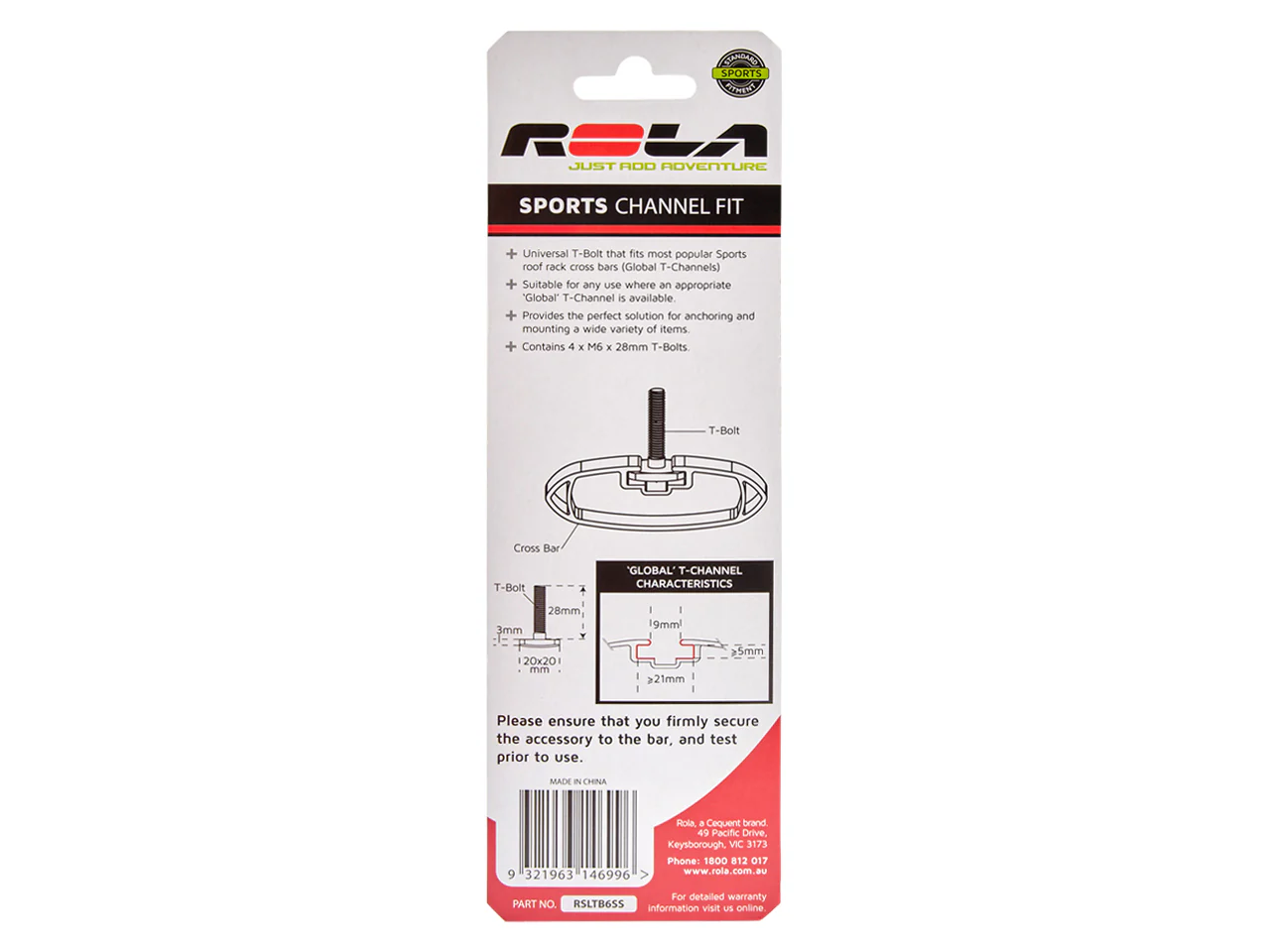 T-Bolts (M6 Stainless Steel) - 4 pack - Image 3